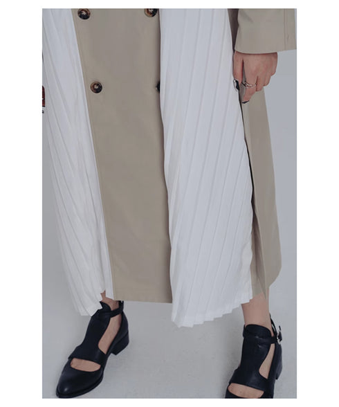Splicing Pleated Trench Coat